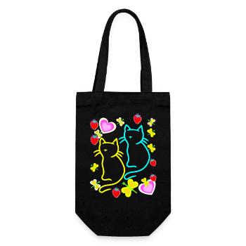 Kids Child Toddlers Summer Retro Cats 80s - Gift Bag for Bottles - black - Front