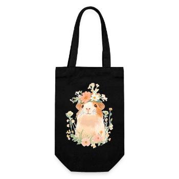 Guinea pig with flowers - Gift Bag for Bottles - black - Front