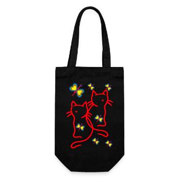 80s 90s Cats Kids Child - Gift Bag for Bottles - black - Front