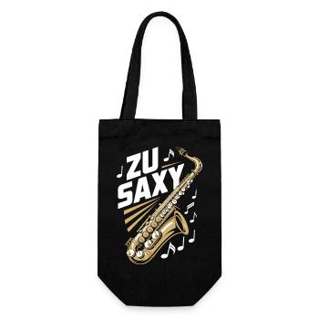 Zu Saxy Saxophon Saxophonist - Geschenkbeutel für Flaschen - Schwarz - Vorne
