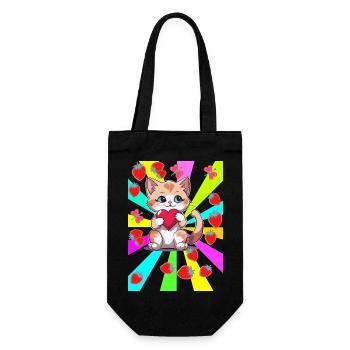 des années 80 Teen Été Fraise Chat Chats Enfant Coeur - Sac à bouteille - noir - Devant