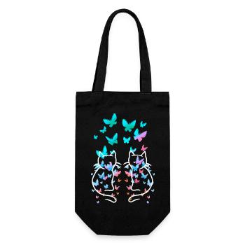 des années 80 Rétro Chats Chat Teen Papillons Enfant - Sac à bouteille - noir - Devant