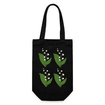 Lily of the Valley 4 pieces - Gift Bag for Bottles - black - Front