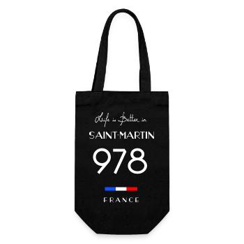 Das Leben ist besser in SAINT-MARTIN Nummer 978 - Geschenkbeutel für Flaschen - Schwarz - Vorne