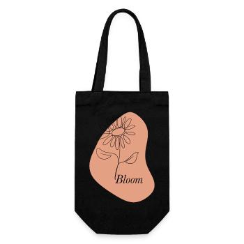 Bloom – Line Art Flower - Geschenkbeutel für Flaschen - Schwarz - Vorne