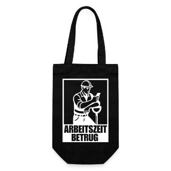 Arbeitszeitbetrug Shirt – Bauarbeiter am Handy - Geschenkbeutel für Flaschen - Schwarz - Vorne