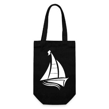 Segeln Segelboot Segler Silhouette Minimalistisch - Geschenkbeutel für Flaschen - Schwarz - Vorne
