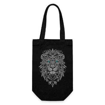 Visage de lion argenté Yeux bleus - Sac à bouteille - noir - Devant