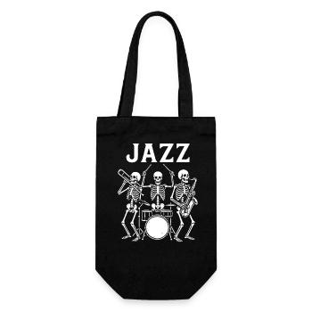 Jazz Skeleton Band Illustration - Gift Bag for Bottles - black - Front