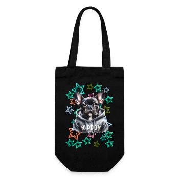 Retro French Bulldog Dog - Gift Bag for Bottles - black - Front
