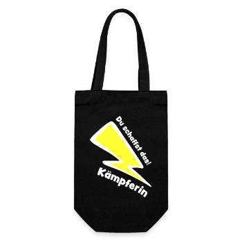 Du schaffst das! Kämpferin - Glücksbringer Mädchen - Geschenkbeutel für Flaschen - Schwarz - Vorne