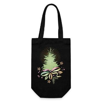 Sapin de Noël délicat avec ruban coloré - Sac à bouteille - noir - Devant
