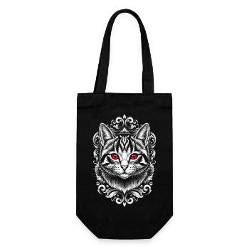 Chat gothique aux yeux violets - Chaton mignon - Sac à bouteille - noir - Devant