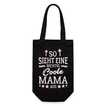 So sieht eine coole Mama aus Beste Mutter Mami - Geschenkbeutel für Flaschen - Schwarz - Vorne