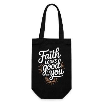 Faith Looks Good On You Christlicher Spruch - Geschenkbeutel für Flaschen - Schwarz - Vorne