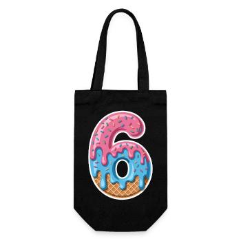 Sechster Geburtstag 6 Eiscreme Zahl Mit Streuseln - Gift Bag for Bottles - black - Front