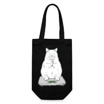 Dicke Katze im Meditationsmodus - Geschenkbeutel für Flaschen - Schwarz - Vorne