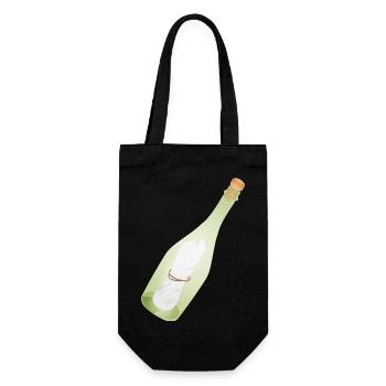 Romantische Vintage Flaschenpost mit alter Botscha - Geschenkbeutel für Flaschen - Schwarz - Vorne