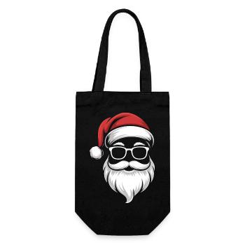 Santa with sunglasses and cap - Gift Bag for Bottles - black - Front
