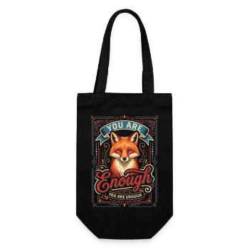 You Are Enough: Fox Vintage Art - Geschenkbeutel für Flaschen - Schwarz - Vorne