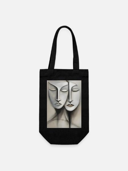 Gesichter, faces - Geschenkbeutel für Flaschen - Schwarz