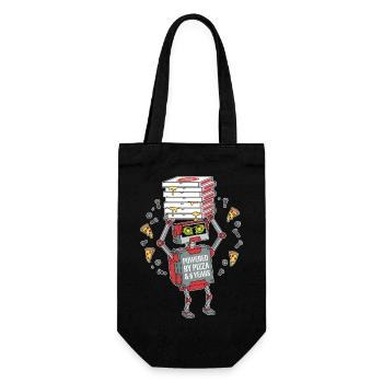 Powered By Pizza 6th Birthday Robot - Gift Bag for Bottles - black - Front