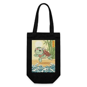 Kawaii Kampfkunst Schildkröte - Geschenkbeutel für Flaschen - Schwarz - Vorne