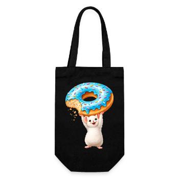 Maus mit Donut – Süßes Cartoon Design - Geschenkbeutel für Flaschen - Schwarz - Vorne