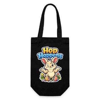 Süßer Osterhase mit buntem Ei und Schriftzug - Geschenkbeutel für Flaschen - Schwarz - Vorne
