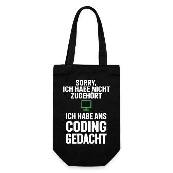 Sorry, I thought of coding - Gift Bag for Bottles - black - Front