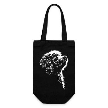 Bologneser Silhouette Hunde Hund Wilsigns - Geschenkbeutel für Flaschen - Schwarz - Vorne