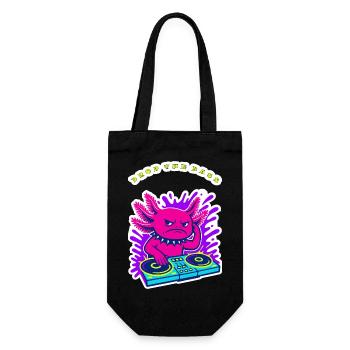 Angry Axolotl DJ – Lass den Bass Neon-Design fallen - Geschenkbeutel für Flaschen - Schwarz - Vorne
