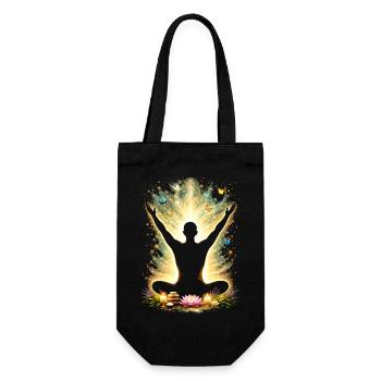 Meditation Achtsamkeit Energie Design  - Geschenkbeutel für Flaschen - Schwarz - Vorne