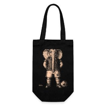 Elefant mit Fussball für dunkelblaue Shirts - Geschenkbeutel für Flaschen - Schwarz - Vorne