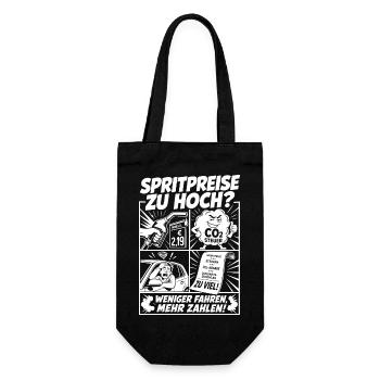 Spritpreise Zu Hoch CO2 Humor - Geschenkbeutel für Flaschen - Schwarz - Vorne