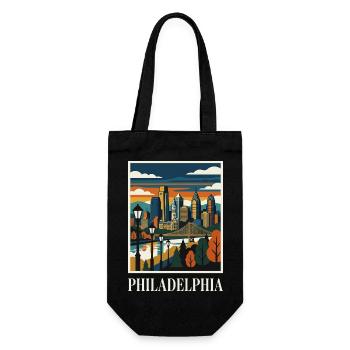 Philadelphia Skyline Sonnenuntergangsplakat - Geschenkbeutel für Flaschen - Schwarz - Vorne