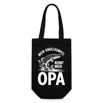 Mein Angelkumpel nennt mich Opa - Geschenkbeutel für Flaschen - Schwarz - Vorne