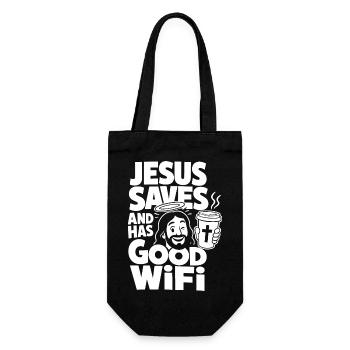 Jésus sauve et a un bon wifi - Sac à bouteille - noir - Devant