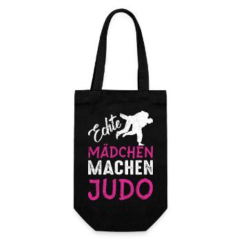 Echte Mädchen Machen Judo - Geschenkbeutel für Flaschen - Schwarz - Vorne