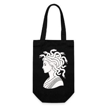Medusa Kopf mit Schlangen - Geschenkbeutel für Flaschen - Schwarz - Vorne