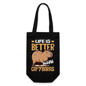 La vie est meilleure avec les capybaras - Mignon rongeur - Sac à bouteille - noir - Devant