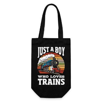 Only a boy who loves trains Railroad - Gift Bag for Bottles - black - Front