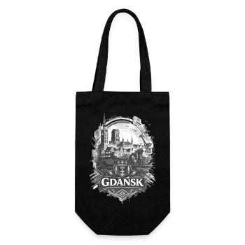Danzig Skyline – Stolz & Elegant in S/W - Geschenkbeutel für Flaschen - Schwarz - Vorne