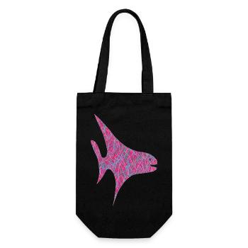 Neon Scribble Fisch Muster - Geschenkbeutel für Flaschen - Schwarz - Vorne