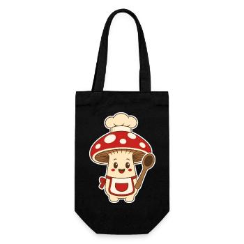 Pilz Koch mit Kochlöffel & Schürze T-Shirt - Geschenkbeutel für Flaschen - Schwarz - Vorne