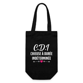 CDI Chieuse à durée indéterminée cadeau humour - Sac à bouteille - noir - Devant