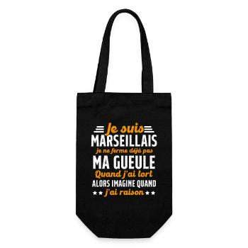 Marseillais je ferme pas ma gueule cadeau humour - Sac à bouteille - noir - Devant