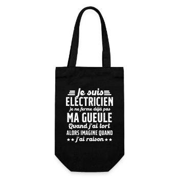 Electricien humour qui ne ferme pas sa gueule - Sac à bouteille - noir - Devant