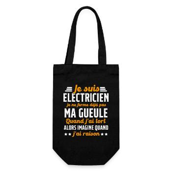 Electricien humour qui ne ferme pas sa gueule - Sac à bouteille - noir - Devant
