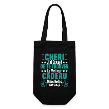 Chéri Saint Valentin Amour Couple Humour - Sac à bouteille - noir - Devant